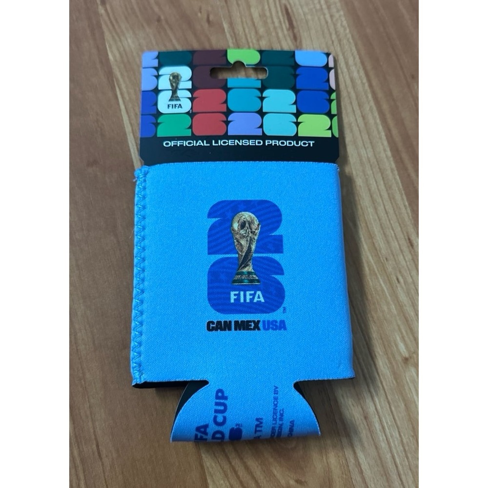 Official FIFA World Cup 2026 Can Cooler Sleeve Koozie Blue CAN MEX USA New